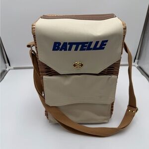 Picnic Time Wicker Insulated Picnic Cooler Bag Batelle Logo Shoulder Basket